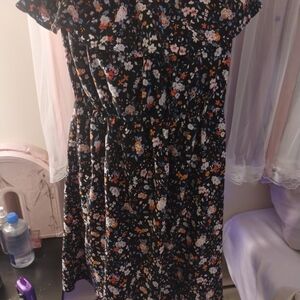 Floral Strapless Dress - Black Multicolor